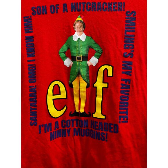 Red ELF Will Ferrell ringer tee Super Soft Jersey knit Christmas Sz M - Picture 4 of 5